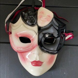 Porcelain Masquerade Clay Mask Art Wall Hanging